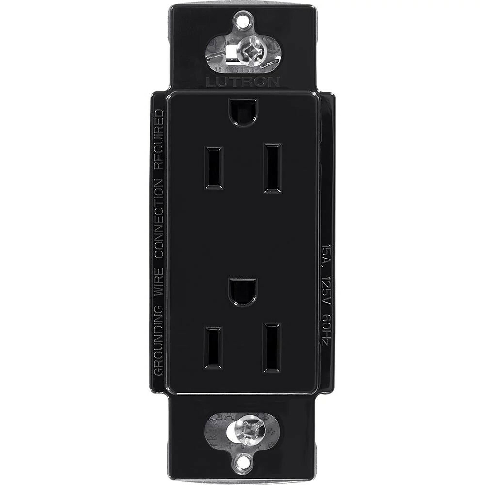 CAR-15-BL Claro Duplex Receptacle, Decorator-Style Outlet, 15 Amp, Gloss, Black
