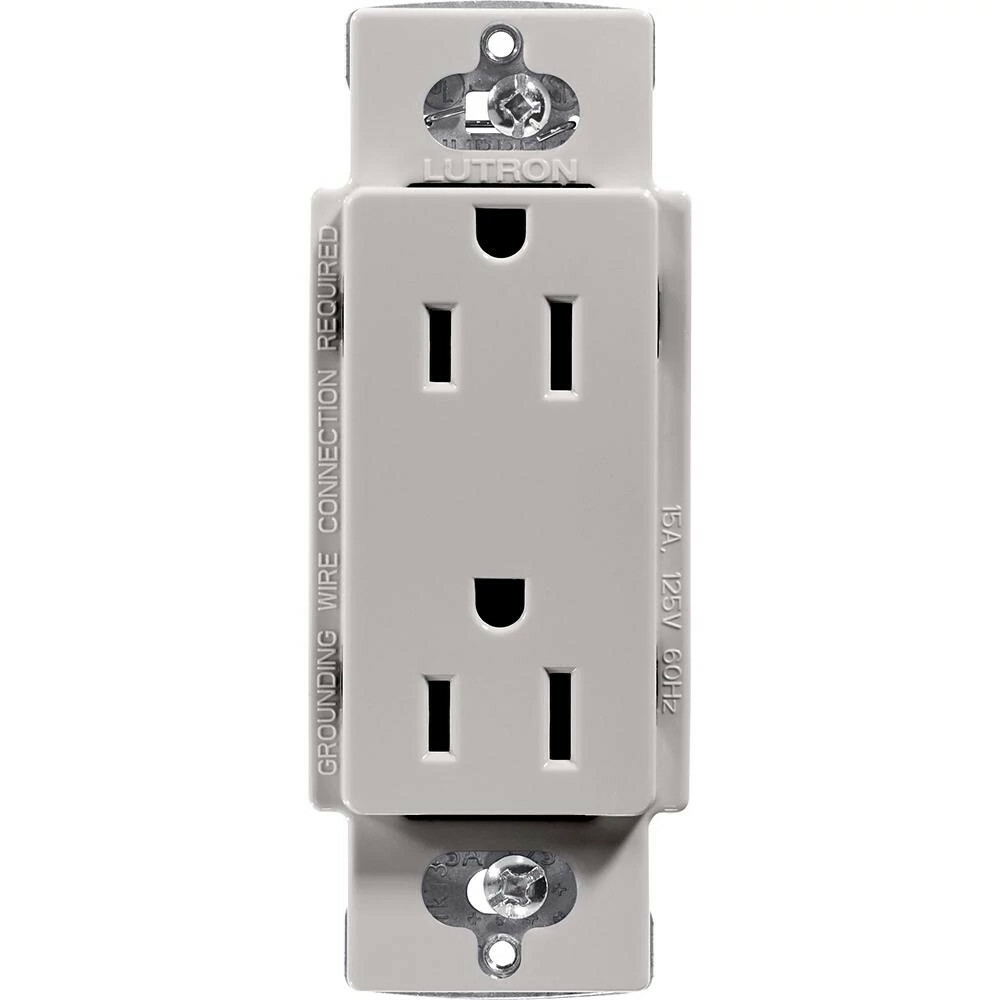 CAR-15-GR Claro Duplex Receptacle, Decorator-Style Outlet, 15 Amp, Gloss, Gray