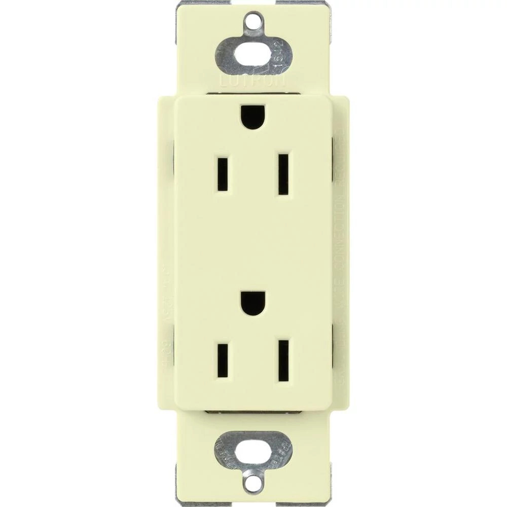 CARS-15-TR-AL Claro Tamper-Resistant Duplex Receptacle, Decorator-Style Outlet, 15 Amp, Gloss, Almond