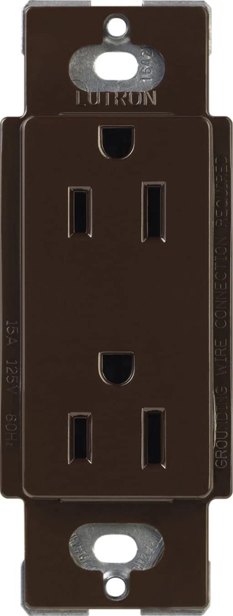 CARS-15-TR-BR Claro Tamper-Resistant Duplex Receptacle, Decorator-Style Outlet, 15 Amp, Gloss, Brown