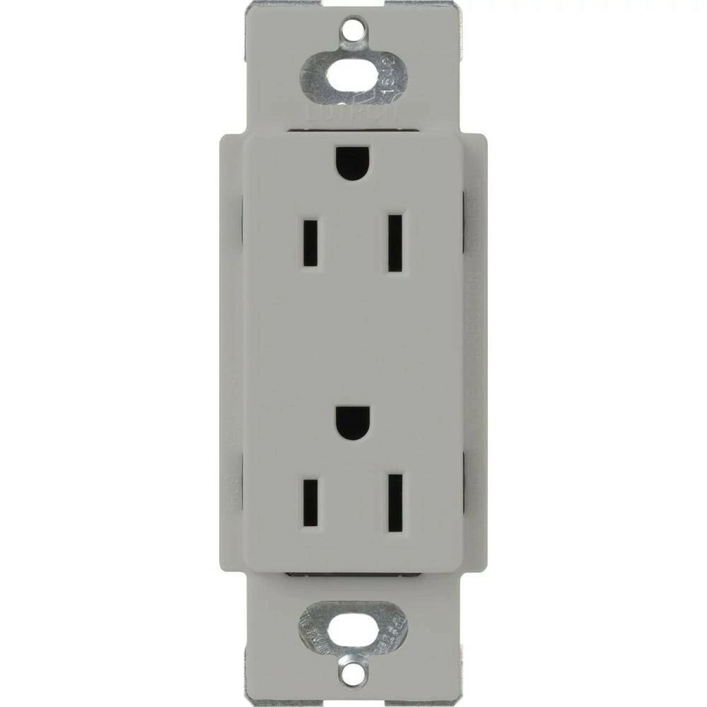 CARS-15-TR-GR Claro Tamper-Resistant Duplex Receptacle, Decorator-Style Outlet, 15 Amp, Gloss, Gray