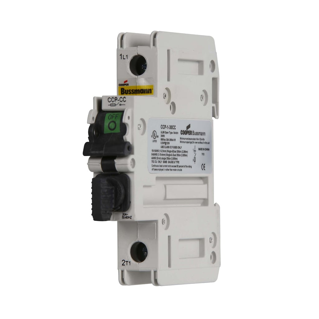 CCP-1-30CC CUBEFuse Fusible Disconnect Compact Circuit Protector, 600 VAC/125 VDC, 30 A, 1 Pole, Class CC Fuse, 18 to 6 AWG Wire