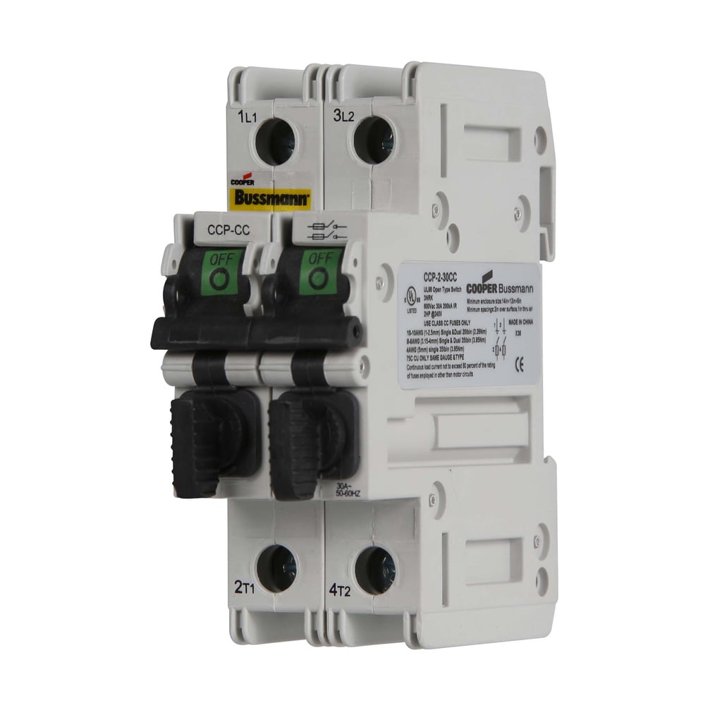 CCP-2-30CC Compact Circuit Protector, 600 V AC, 30 A, 2 Poles, Class CC Fuse, 18 to 6 AWG Wire