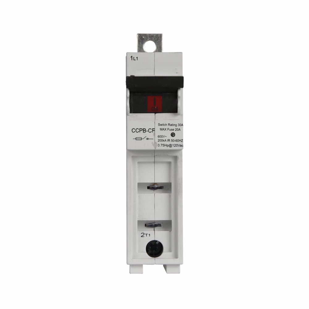 CCPB-1-30CF CUBEFuse Quik-Spec Compact Circuit Protector, 600 VAC/125 VDC, 25 to 30 A, 1 Pole, Class CF Fuse, 18 to 4 AWG Wire