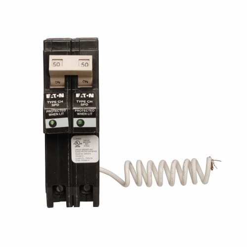 CH250SUR 1-Phase Type CH Surge Breaker, 120/240 VAC, 50 A, 10 kA SCCR, 2 Poles
