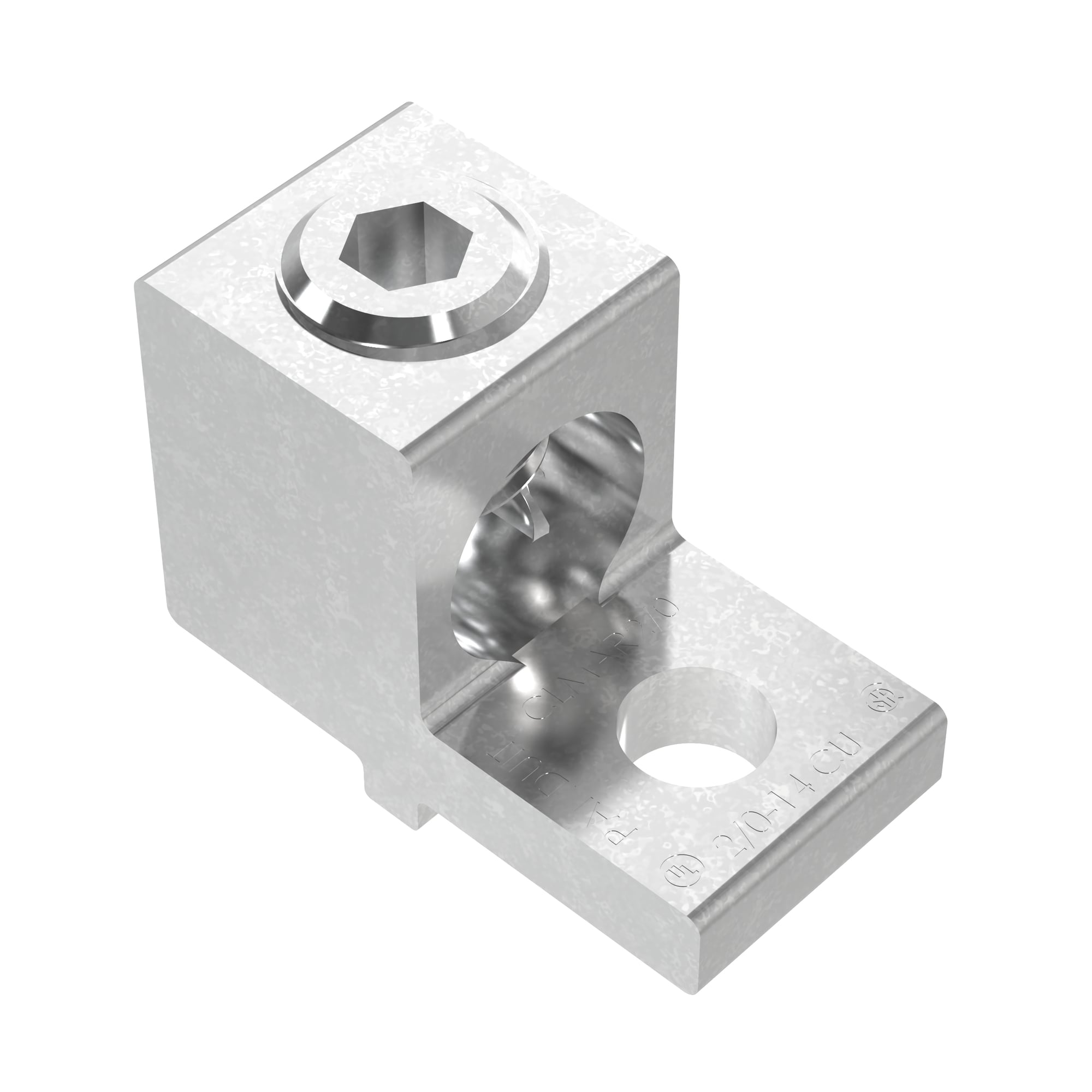 CLMAR2/0-14-Q StructuredGround Anti-Rotational Mechanical Lug, 14 to 2/0 AWG Copper Conductor, 1/4 in Stud, 1 Bolt Hole, Copper