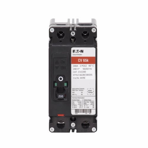 CVS2200XMM Type CV Tenant Molded Case Circuit Breaker, 120/240 V AC, 200 A, 42 kA Interrupt, 2 Poles, Thermal Magnetic Trip