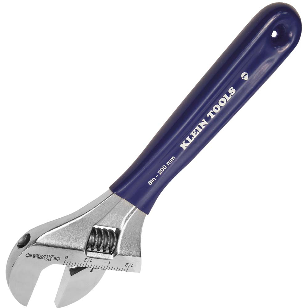 D509-8 Extra Wide Adjustable Wrench, 1-1/2 in, Polished Chrome, 8-1/2 in OAL, Hardened Steel Body