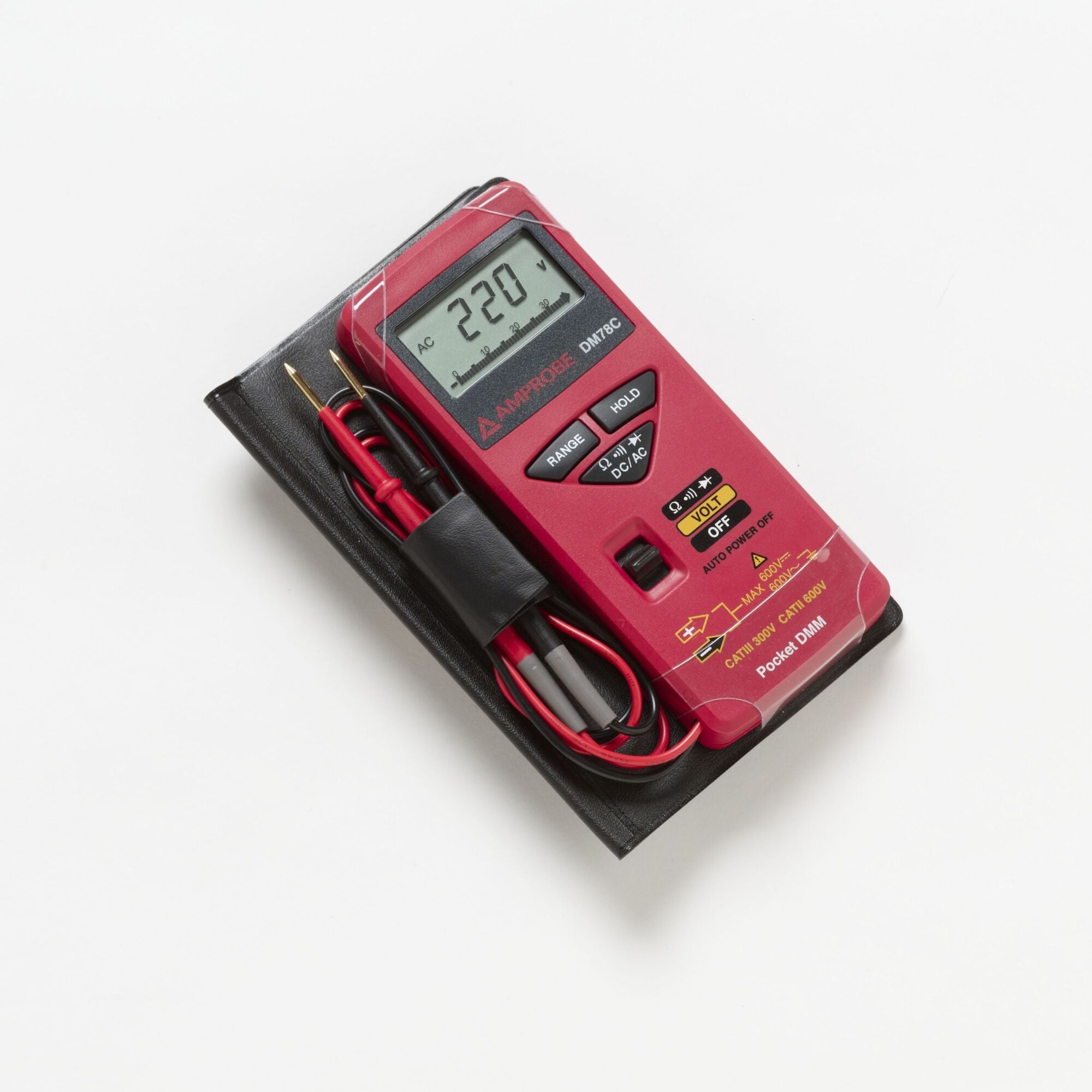 DM78C Credit Card Size Digital Multimeter, 3.4 to 600 VAC/VDC, 340 mVAC/mVDC, 340 Ohm/3.4 to 340 kOhm/3.4 to 34 MOhm, LCD Display