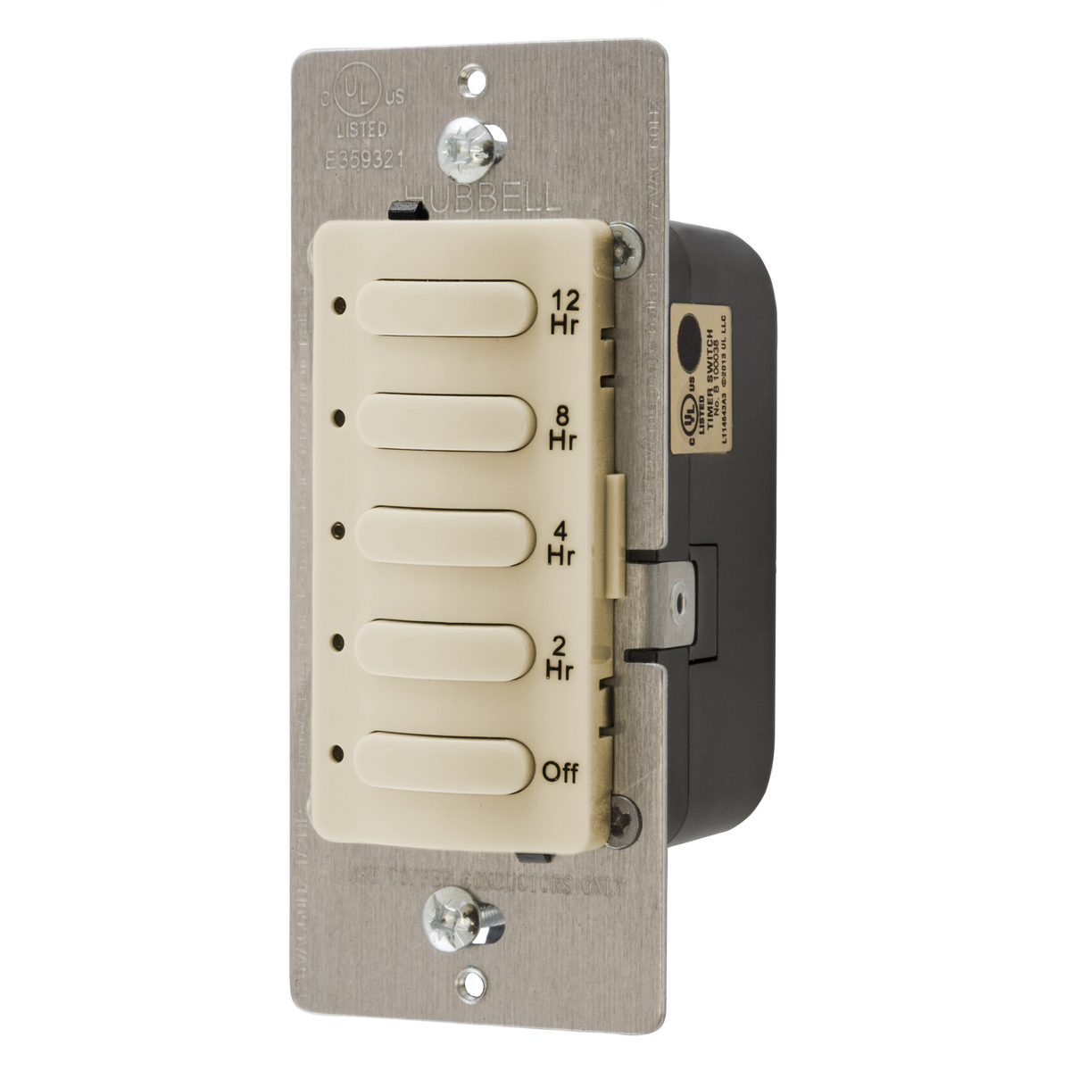 DT5012I Countdown Fixed Standard Timer Wall Switch With Red LED Indicator, OFF, 2, 4,8, 12 hr Setting, 120/277 V AC, 1 Poles