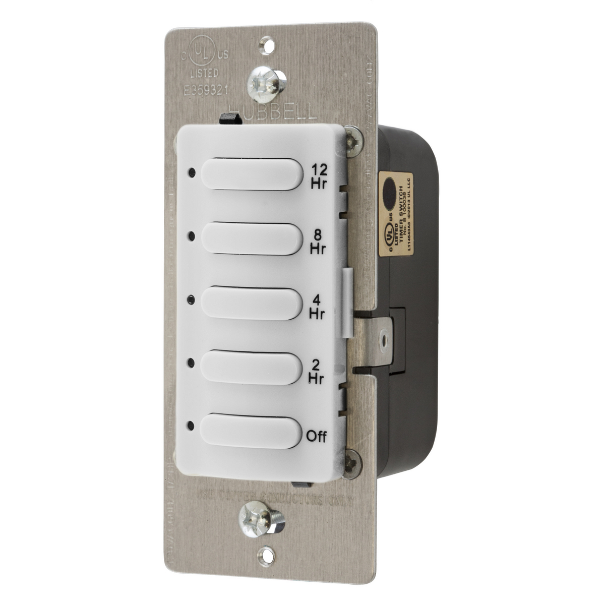 DT5012W Countdown Fixed Standard Timer Wall Switch, OFF, 2, 4,8, 12 hr Setting, 120/277 V AC, 1/6 hp, 1 Poles