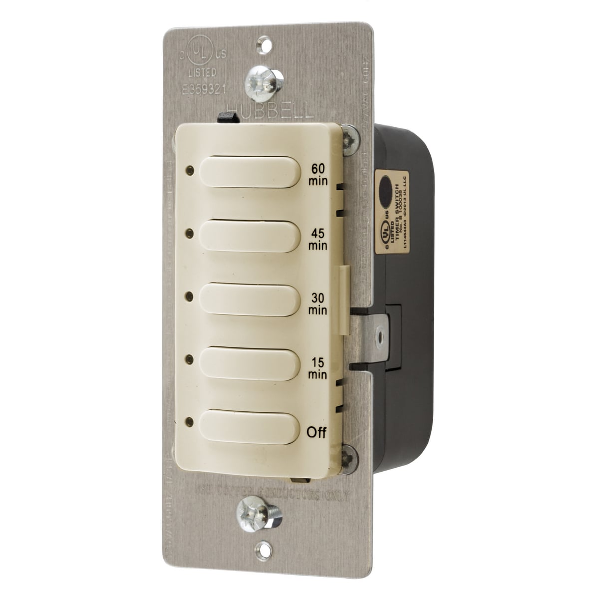 DT5060I Countdown Fixed Standard Timer Wall Switch, 60 min Setting, 120/277 V AC, 1/6 hp, 1 Poles