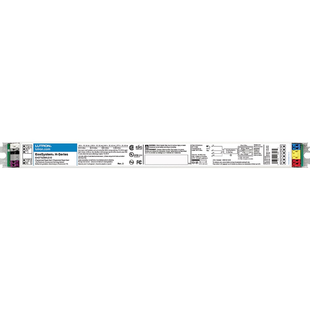 EHDT528MU210 EcoSystem M-Type Case Architectural Style Universal Dimming Ballast, T5 Lamp, 28 W Lamp, 120/240/277 VAC, Programmed/Rapid, 1 Ballast Factor