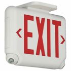 EVC Series architectural LED combination exit / emergency light, Mounting Type: Ceiling or End Mount, Wording On Sign: EXIT, Letter Color: green, Color: white, Number of Lamps: 2, Operation: emergency operation, Battery Type: Lithium Iron Phosphate, Battery Runtime: 90 min, Voltage Rating: 120-277 VAC.