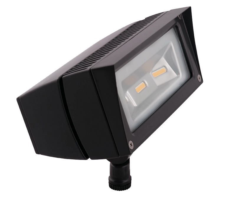 FFLED18DC DC to DC Floodlight Fixture With ON/OFF Driver, LED Lamp, 24 W Fixture, 100 to 240/277 V AC, Bronze Housing