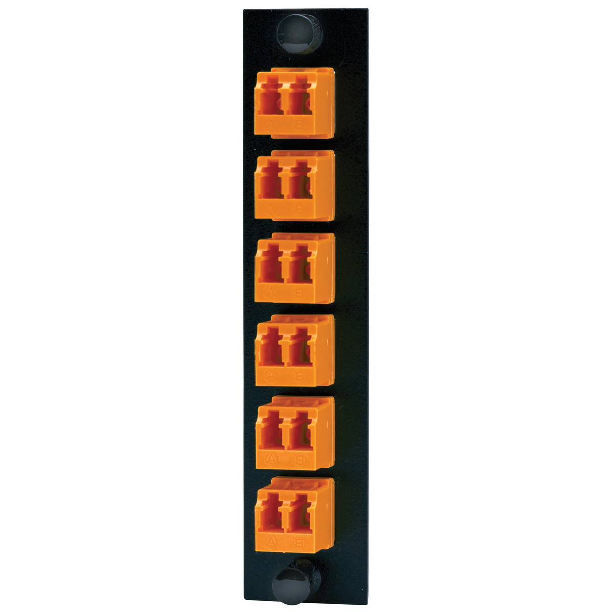 FSPLCDM6OR Loaded Standard Fiber Adapter Panel With (6) Adapters, LC Duplex End A, LC Duplex End B, (12) Multi-Mode Fiber