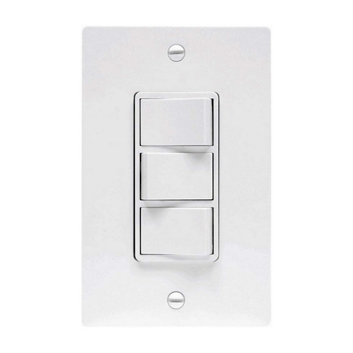 FV-WCSW31-W WhisperControl EcoSwitch 3-Function Bath Fan Switch, 120 V AC, 15 A, On/Off Operational Mode, White