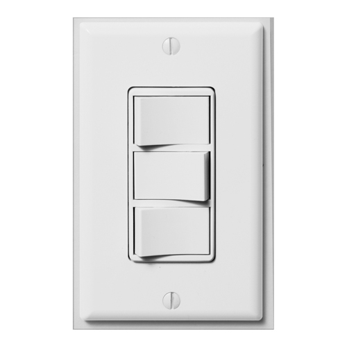 FV-WCSW41-W WhisperControl EcoSwitch 4-Function Bath Fan Switch, 120 V AC, 15 A, On/Off Operational Mode, White