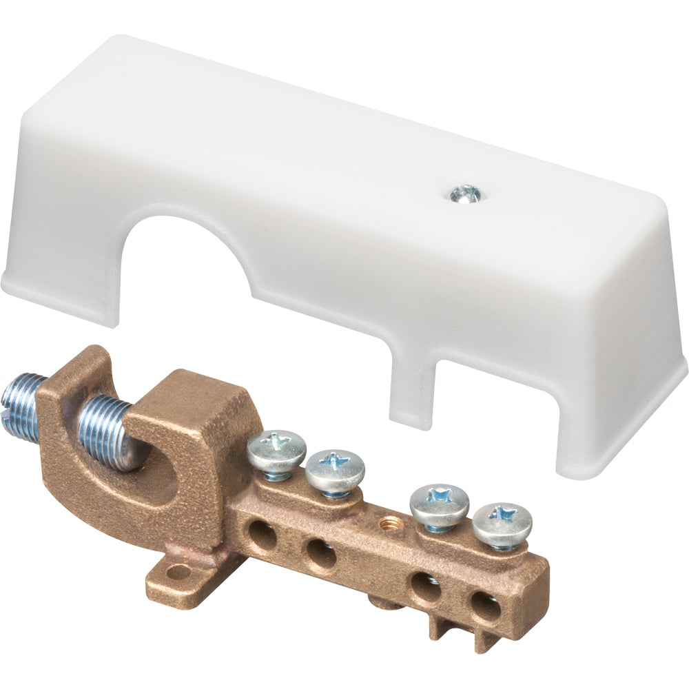 GBB5250 Intersystem Grounding Bridge With White Cover, 0.935 in L x 4.325 in W, 4 Holes, Bronze/Plastic