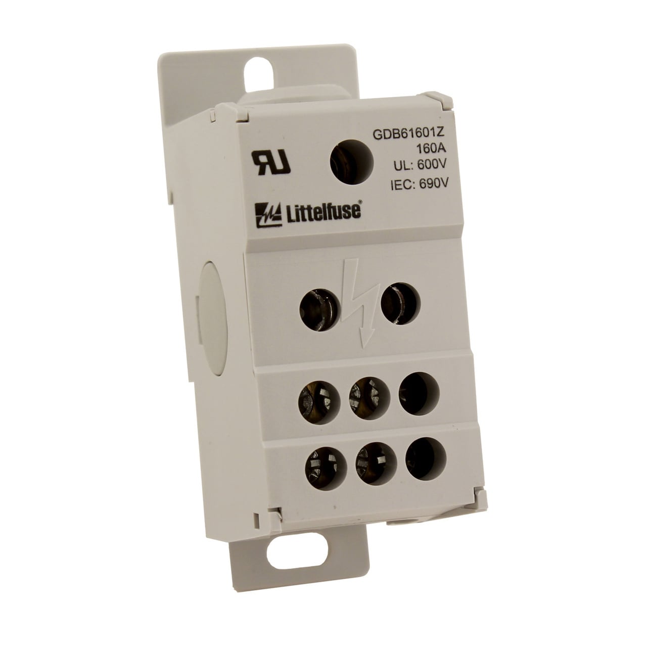 GDB60801Z Powr-Gard Power Distribution Block, 600 V AC/DC, 80 A, 1 Poles, 8 to 4 AWG Wire, Thermoplastic
