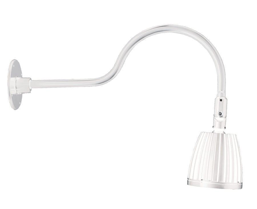 GN1LED13NW Flood Gooseneck Decorative Fixture With 24 in Goose Arm Style 1, 15 W Fixture, 120/208/240/277 V AC, White/Polyester Powder Coated Housing
