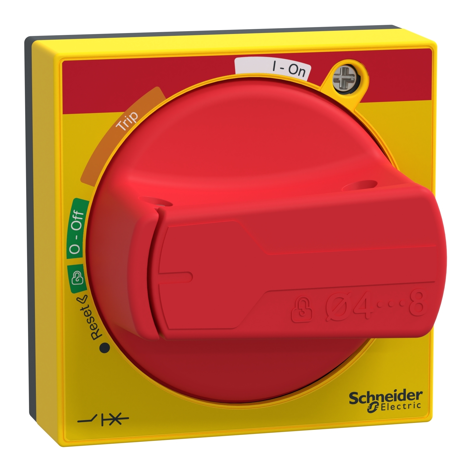 GVAPR54 TeSys Direct Mount Rotary Handle With Trip Indication, 43 mm L x 60 mm W x 60 mm H, Red/Yellow