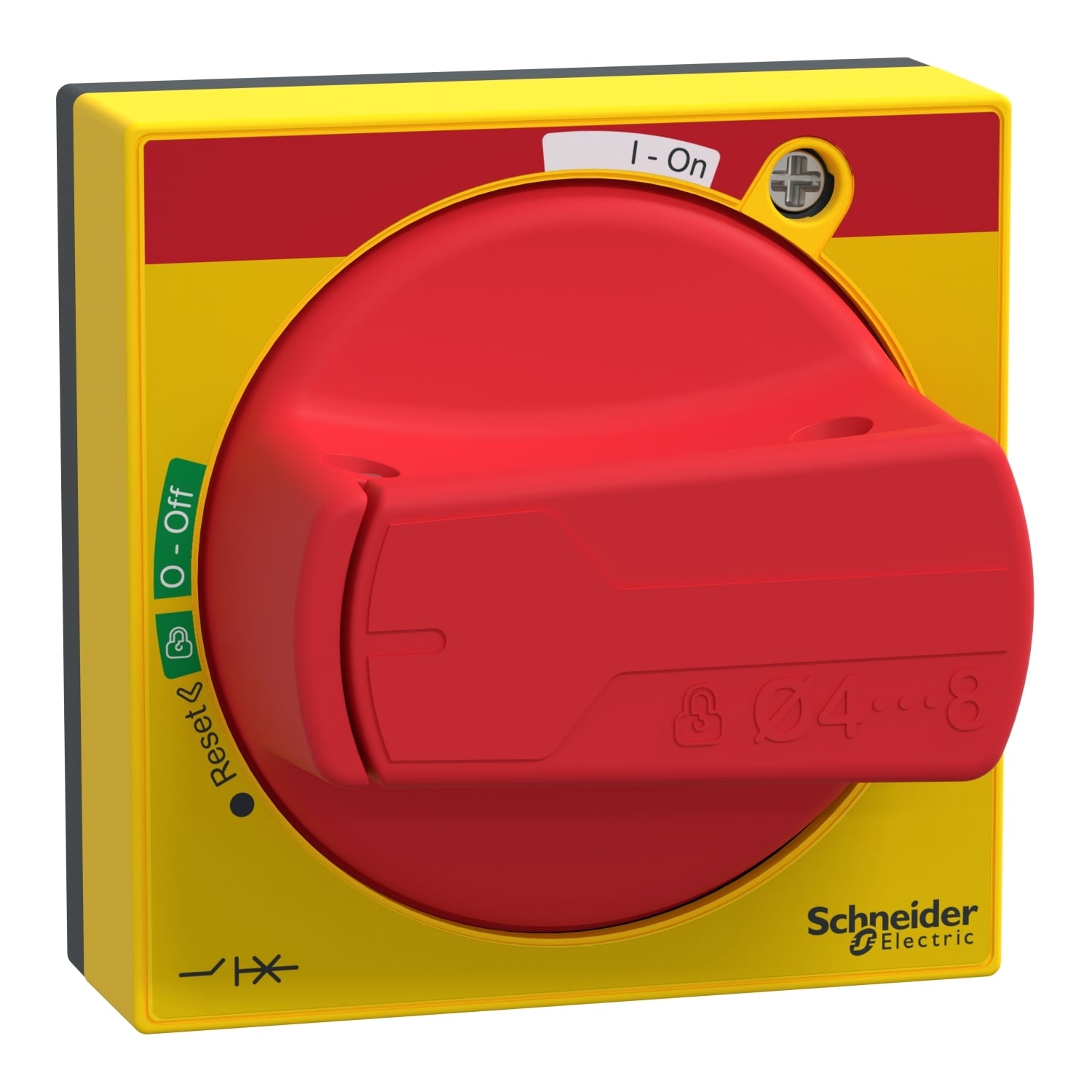 GVAPR65 TeSys Rotary Handle, For Use With TeSys GV3, GV2, TeSys U Manual Starter, GV2P/L Series Enclosure, Red/Yellow