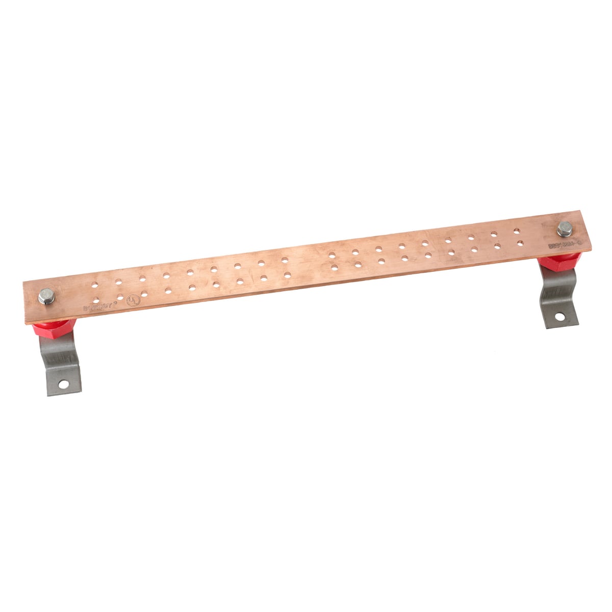 HBBB14224B Standard Wall Mount Bus Bar, 24 in L Bar x 2 in W, (38) Holes, 600 V AC, Copper