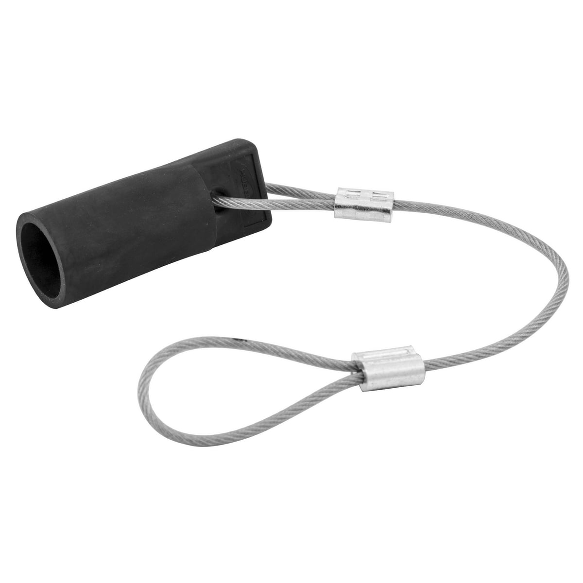 HBL15FCAPBK 15 Series 1-Pole Female Standard Cord Mount Protective Cap With SC/PPC Cord, For Use With 150 A, 600 V AC/250 V DC 1-Pole Plug, Receptacle and Temporary Power Device, Brass/Elastomer, Black