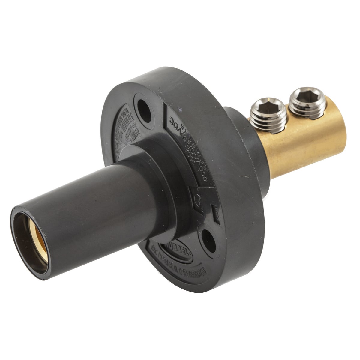 HBL15FRBK 15 Series 1-Pole Extra Heavy Duty Female Standard Single Pole Receptacle With SC/PPC Cord, 600 V AC/250 V DC, 150 A, 4 AWG Wire, Double Set Screw Connection