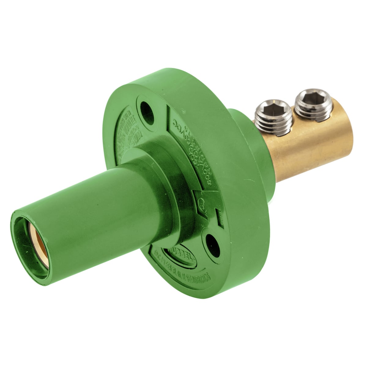 HBL15FRGN 15 Series 1-Pole Extra Heavy Duty Female Standard Single Pole Receptacle With 4 AWG SC/PPC Cord, 600 V AC/250 V DC, 150 A, 4 AWG Wire, Double Set Screw Connection