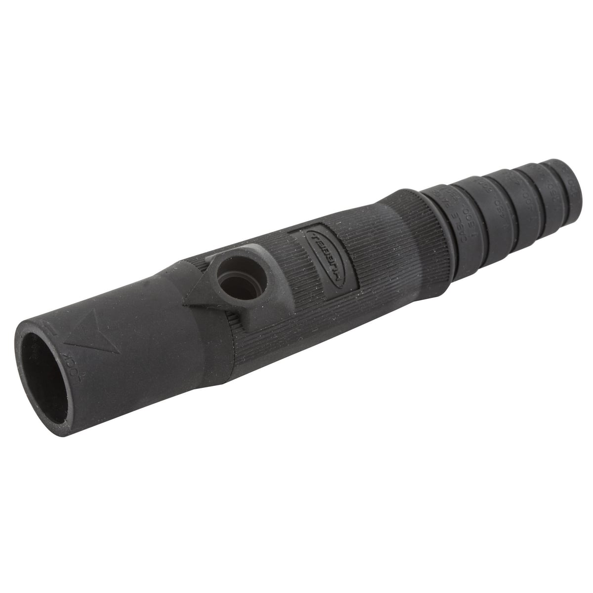 HBL15MBBK 15 Series Male Replacement Plug Body, For Use With Male Plug, 1-Pole, 0.3 to 0.57 in Dia Cable, 600 V AC/250 V DC, 150 A, Brass Contact, NEMA 3R/4X/12, 8 to 2 AWG, TPE, Black