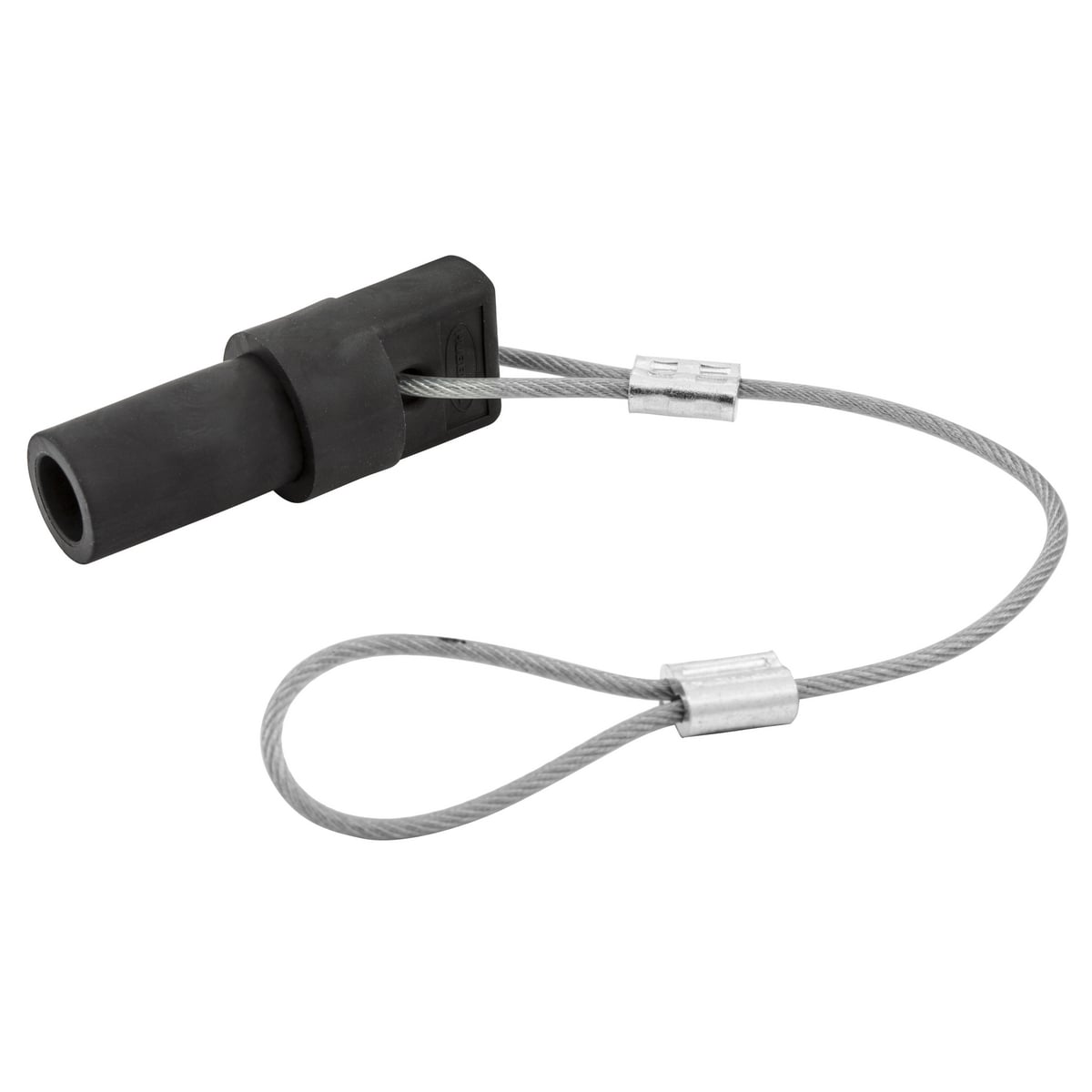 HBL15MCAPBK 15 Series 1-Pole Male Standard Cord Mount Protective Cap With SC/PPC Cord, For Use With 150 A, 600 V AC/250 V DC 1-Pole Plug, Receptacle and Temporary Power Device, Brass/Elastomer, Black