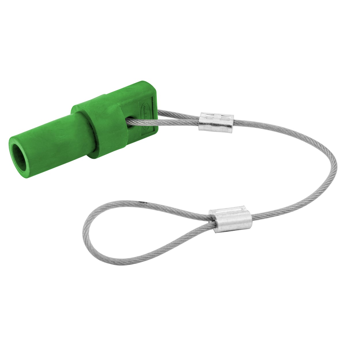 HBL15MCAPGN 15 Series 1-Pole Male Standard Cord Mount Protective Cap With SC/PPC Cord, For Use With 150 A, 600 V AC/250 V DC 1-Pole Plug, Receptacle and Temporary Power Device, Brass/Elastomer, Green