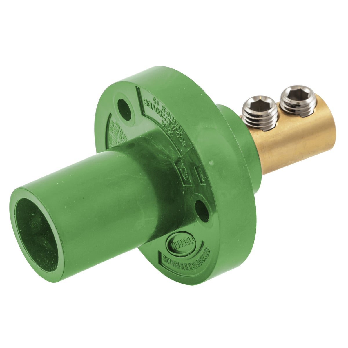 HBL15MRGN 15 Series 1-Pole Extra Heavy Duty Male Standard Single Pole Receptacle With SC/PPC Cord and Inlet, 600 V AC/250 V DC, 150 A, 4 AWG Wire, Double Set Screw Connection