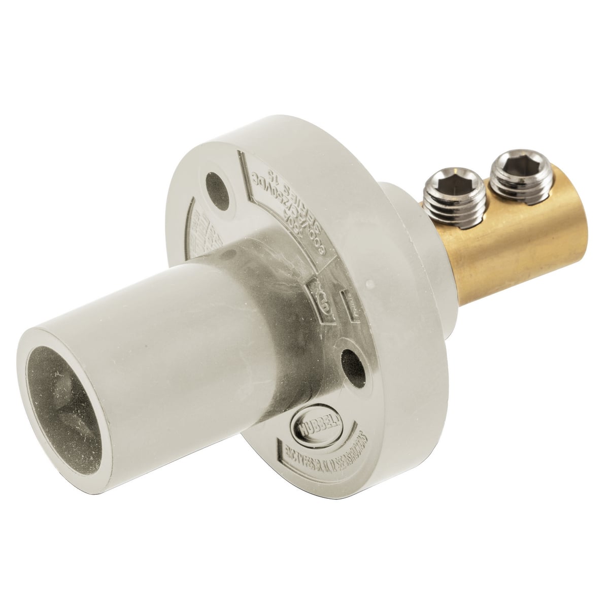HBL15MRW 15 Series 1-Pole Extra Heavy Duty Male Standard Single Pole Receptacle With SC/PPC Cord and Inlet, 600 V AC/250 V DC, 150 A, 4 AWG Wire, Double Set Screw Connection