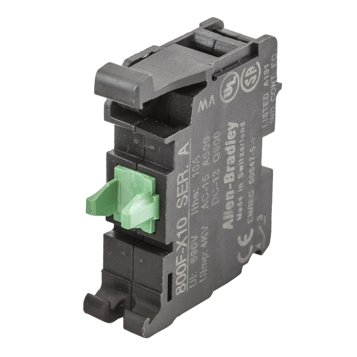 HBLACFSNO Pilot Duty Standard Screw Mount Auxiliary Contact, For Use With Disconnect Switch, 2-Pole, 120 V AC, 60 Hz, 2-Pole, -40 to 75 deg C Operating Temperature, Composite, Gray