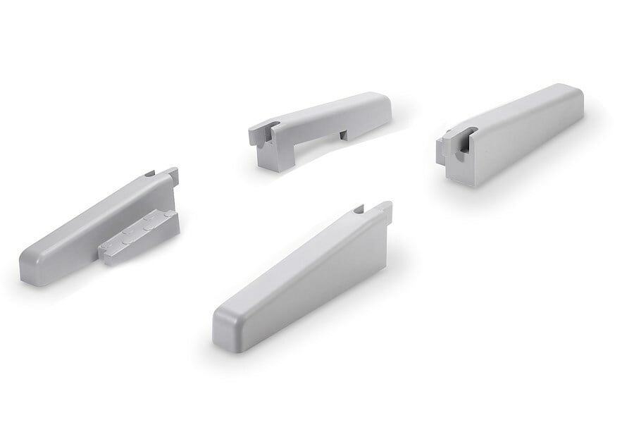 HBLAT5RAMPERA Trough End Rail, 2-1/2 in OAL x 14-3/4 in OAW x 4 in OAH, 5 Channel, Gray