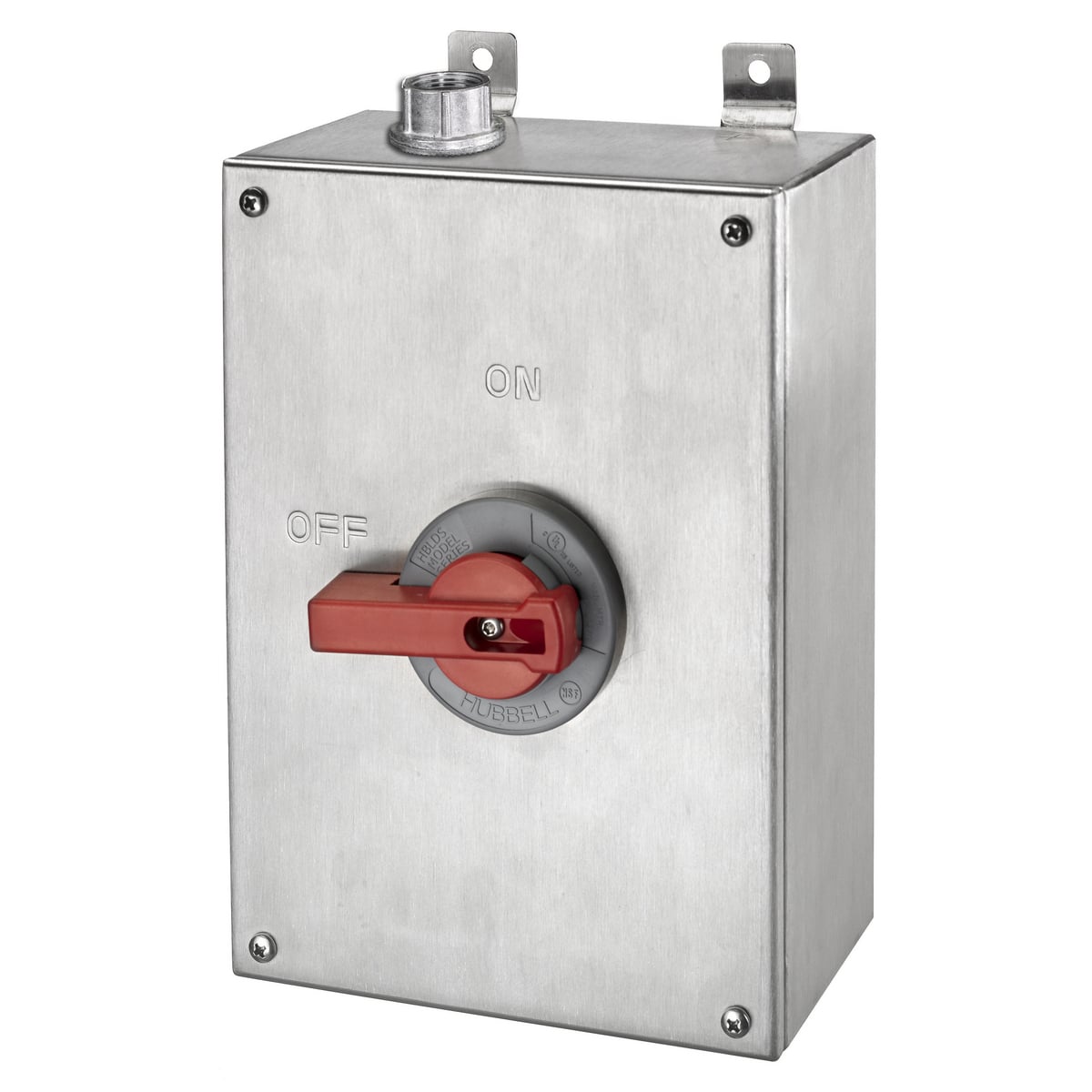 HBLDS10SSVFD Square Top Standard Unfused Watertight Disconnect Switch With AC2 Auxiliary Contact and Pilot Pin, 480 V AC, 100 A, 50 hp, 3 Poles
