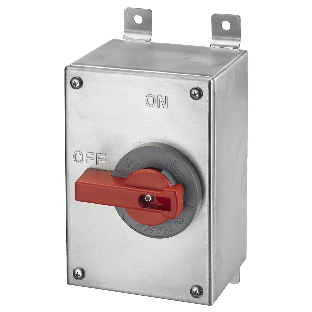 HBLDS6SSAC 2-Position Industrial Grade Square Top Standard Unfused Disconnect Switch With HBLAC1 Auxiliary Contact, 600 V, 60 A, 50 hp, 2-Position Contact, 3 Poles