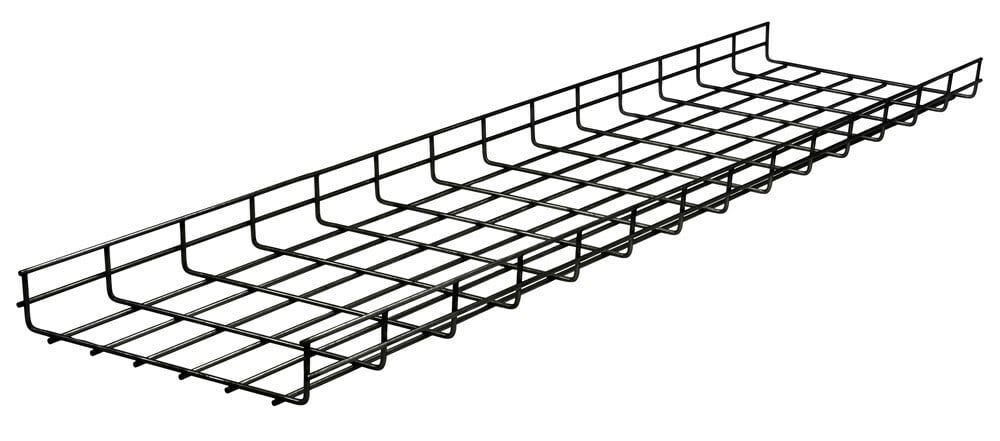 HBT0224BK Overhead Straight Section Cross Wire Basket Tray, 75 ft-lb Capacity, 12 in L x 26 in W, Steel
