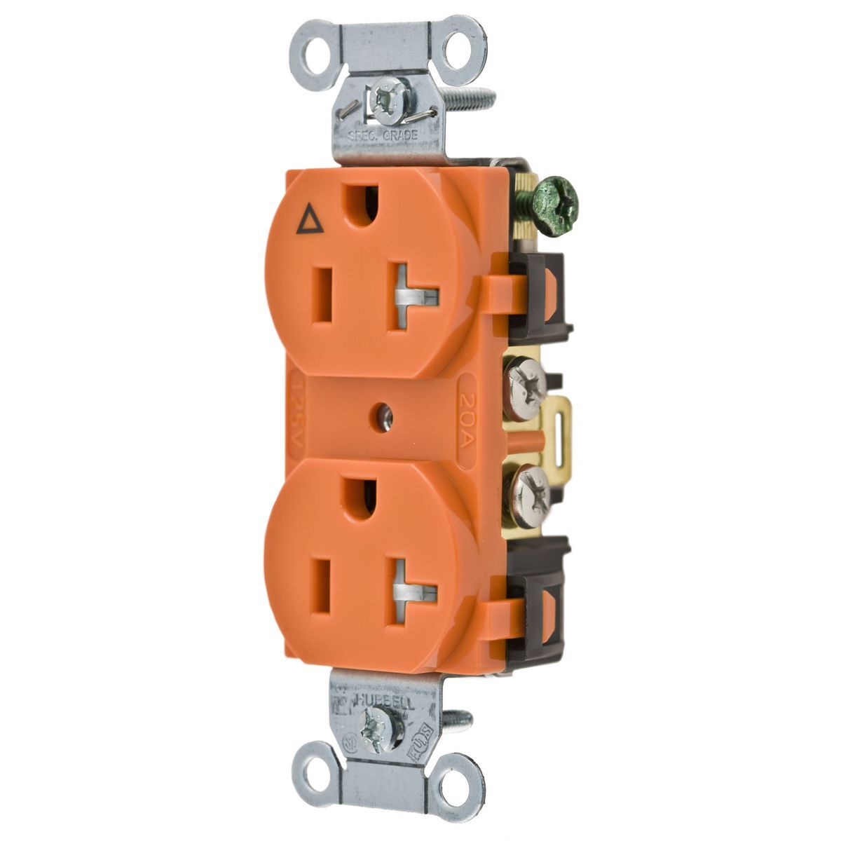 IG5352TR 1-Phase Duplex Isolated Ground Standard Traditional Tamper-Resistant Screw Mount Straight Blade Receptacle, 125 V AC, 20 A, 2 Poles, 3 Wires, Brown
