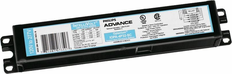 IOP4PSP32LWSC35I Advance Optanium Electronic Fluorescent Ballast, 32 W Lamp, 120 to 277 V AC, Programmed/Rapid, 0.71 Ballast Factor