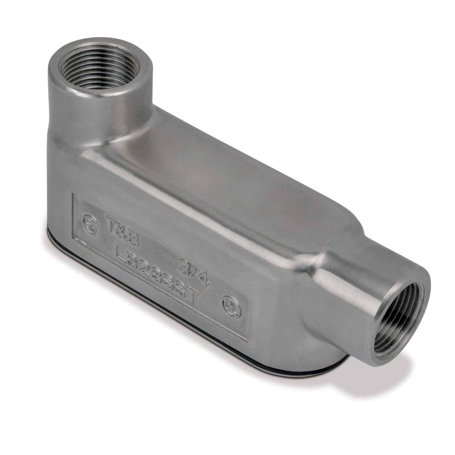 LB38SST T&B BlueKote Type LB Conduit Body With Cover, Gasket and Screw, 1 in Hub, Form 8 Form, 13 cu-in Capacity, 316 Stainless Steel, Polished