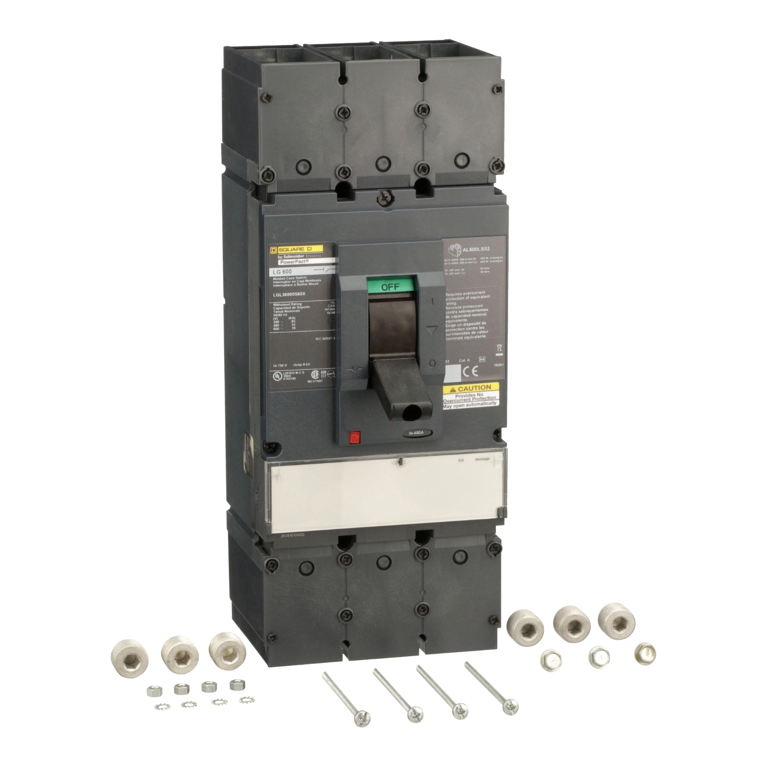 LGL36000S60X Molded Case Circuit Breaker, 600 Amp, 3 Pole, 600V