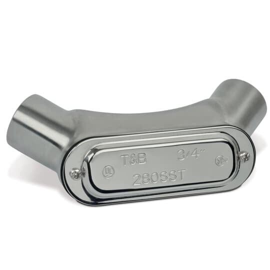 LU28SST T&B Form 8 Marine Grade Conduit Elbow, 3/4 in Hub, 316 Stainless Steel, Polished