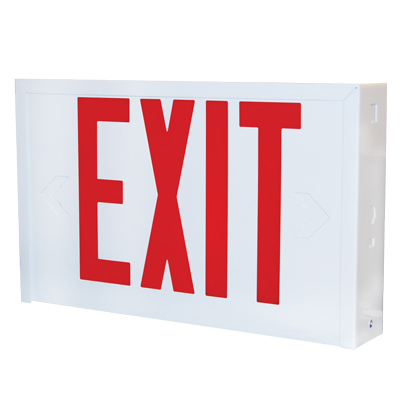 LX W 3 R LX Series Double Stencil Face Emergency Exit Sign, LED Lamp, 120/277 VAC, EXIT Legend