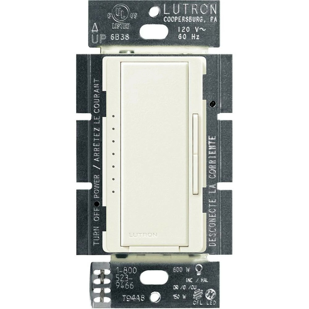 MACL-153M-BI Maestro LED+ Dimmer Switch, 150W LED, 1 Pole/Multi-Location, No Neutral Required, 120V, Biscuit