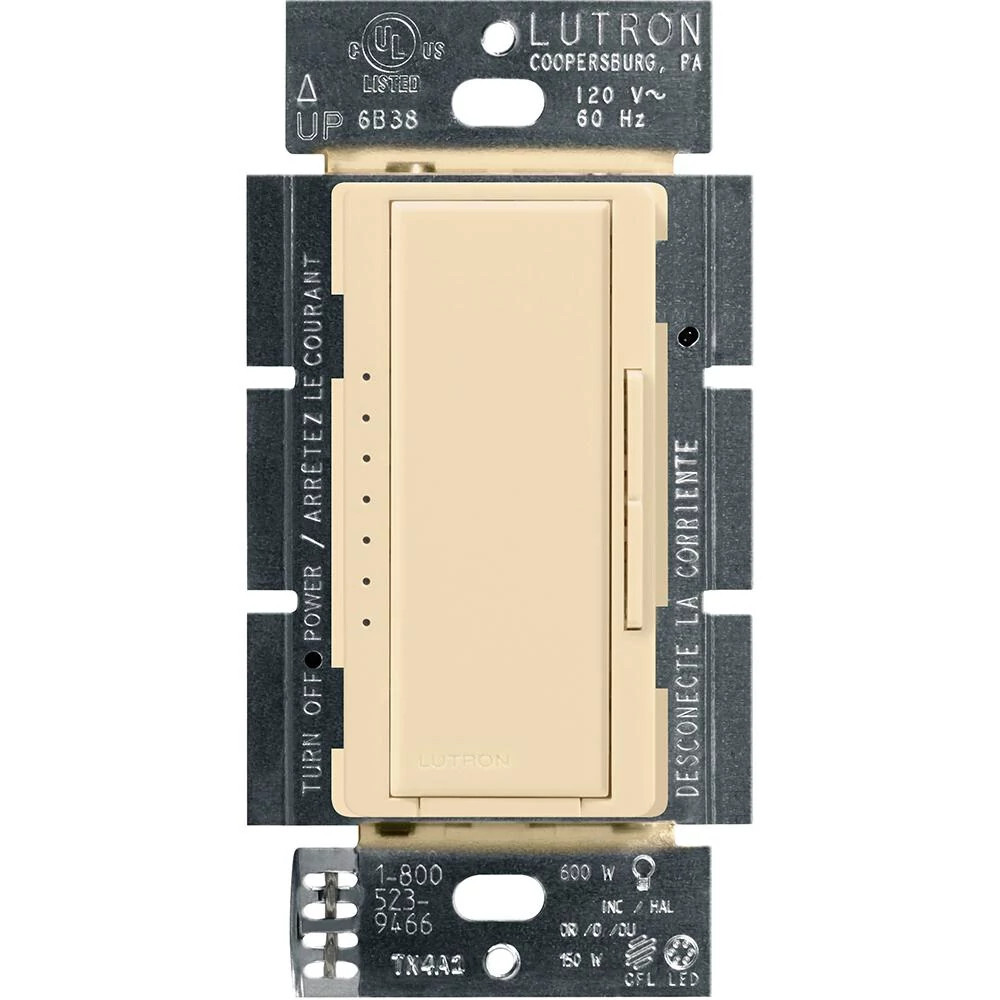MACL-153MH-IV Maestro LED+ Dimmer Switch, 150W LED, 1 Pole/Multi-Location, No Neutral Required,120V, Ivory