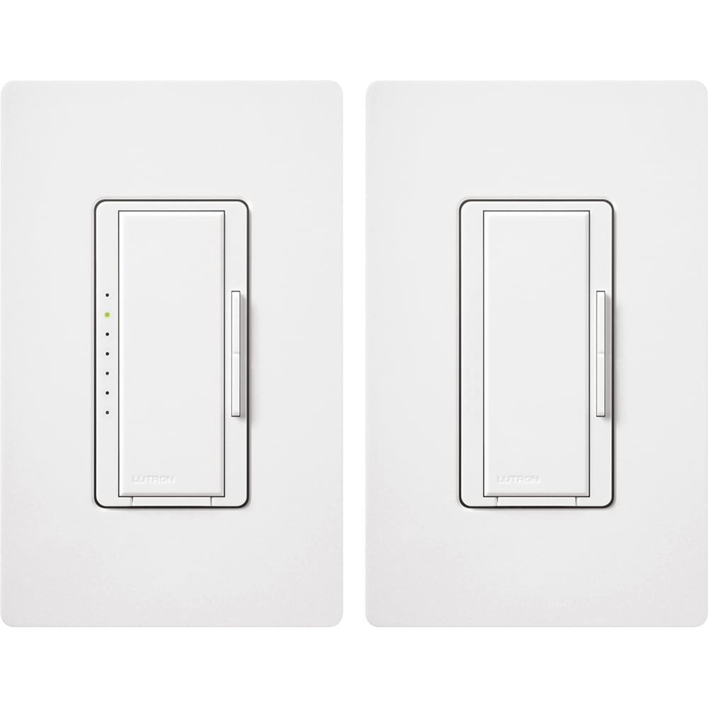 MACL-153M-RHW-WH Maestro LED+ Dimmer Switch and Companion Dimmer, 3-Way Kit, 150W LED, No Neutral Required, 120V, White